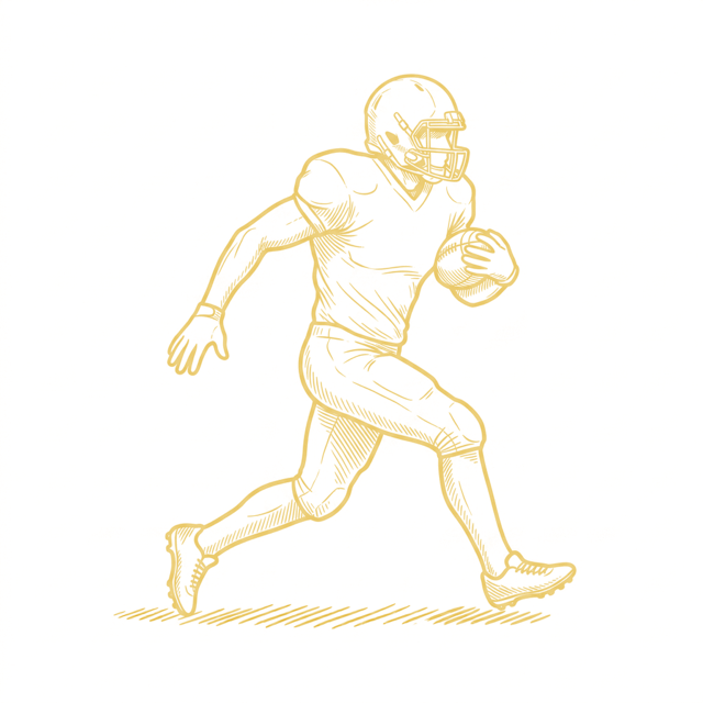 Running back, gold line art