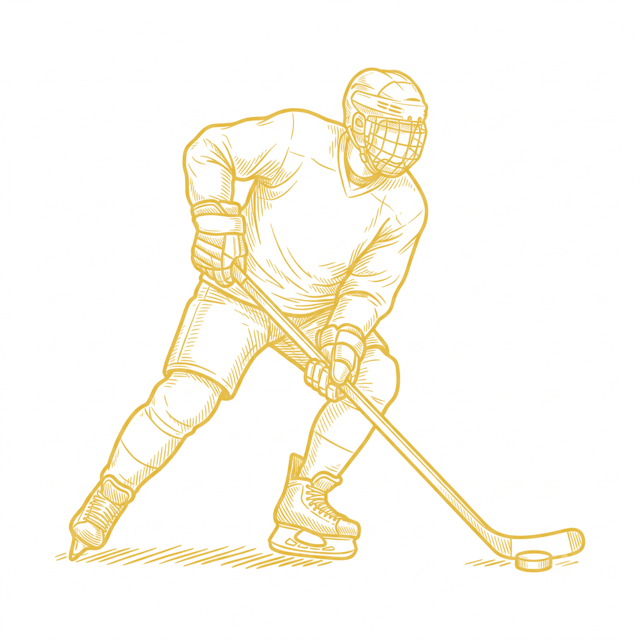 Hockey player, gold line art